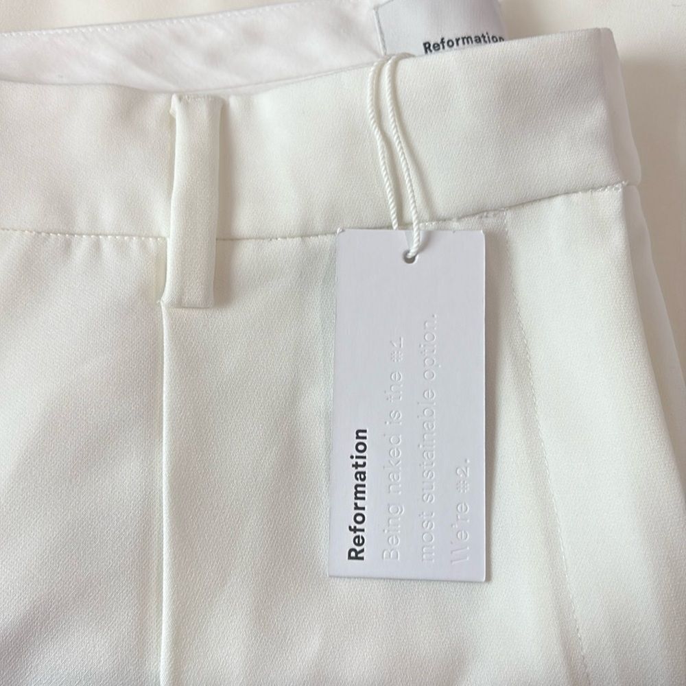 Reformation Cream Trousers size 12 NWT $218 - Picture 2 of 2